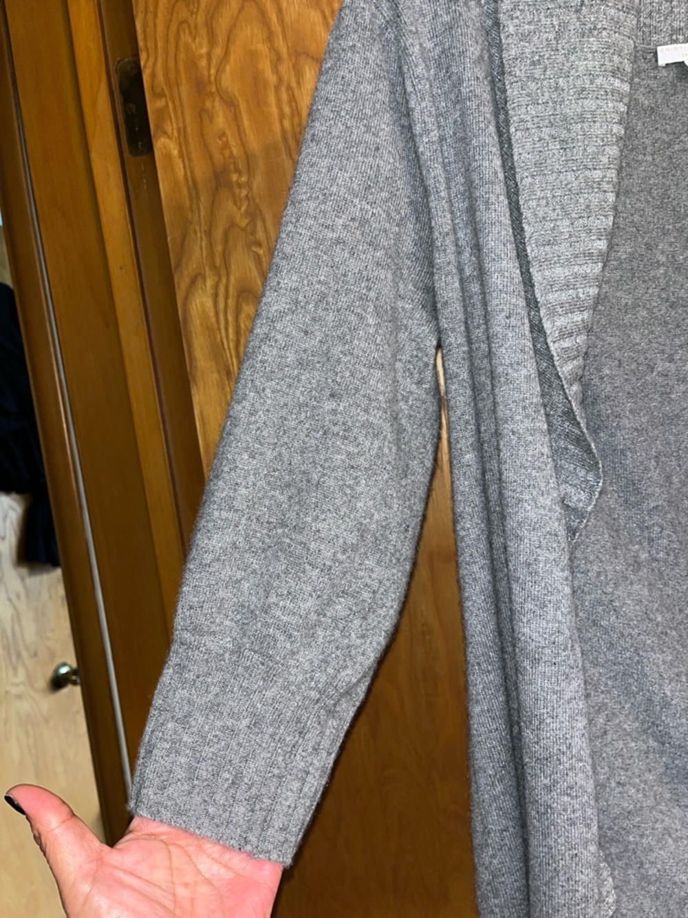 Women's Open-Front Gray Shawl Collar Cardigan Sweater - Picture 2 of 9